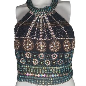 Crystal Doll Beaded Cropped Top
